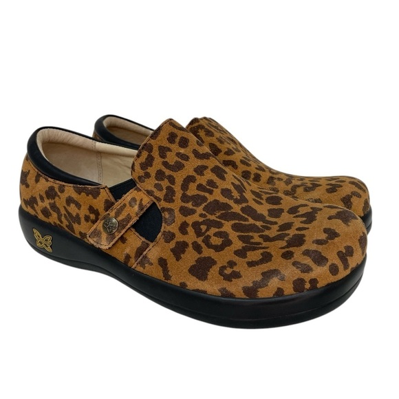 ALEGRIA Shoes Kara Loafer Slip On Comfort Nursing Leopard Print Brown Black - Picture 1 of 13